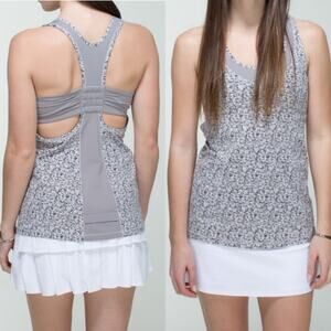 Lululemon Tone It Tank Size 8 Workout Top Silver Spoon Ambient Grey Luxtreme